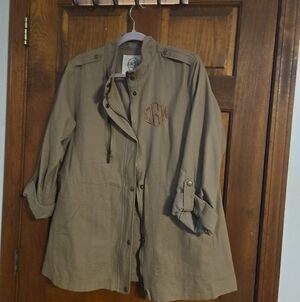 Women's Lightweight Anorak Jacket in Khaki With Initials CBM